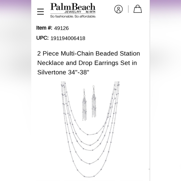 Mulit-Chain Waterfall Necklace & Drop Earring Set Silver-Tone - Picture 2 of 9